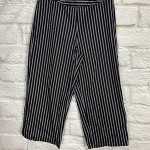 VALERIE STEVENS Cropped Pants Womens Petite 8P Black/White Stripe Stretch